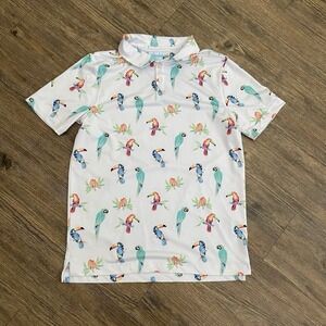 Chubbies YOUTH  The Dude Where's Macaw Performance Polo Shirt Large‎ 14/16